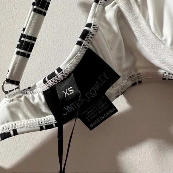 Cynthia Rowley black white striped retro Loren swim suit bikini - Picture 5 of 12